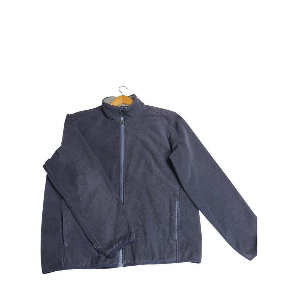 Lands End Men’s Fleece Full Zip Jacket Navy Large Hiking Camping Outdoors - Picture 11 of 12